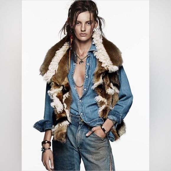 Ralph Lauren Collection ~ Fall 15 Geometric Multi Patchwork Lamb Shearling Vest - Picture 3 of 17